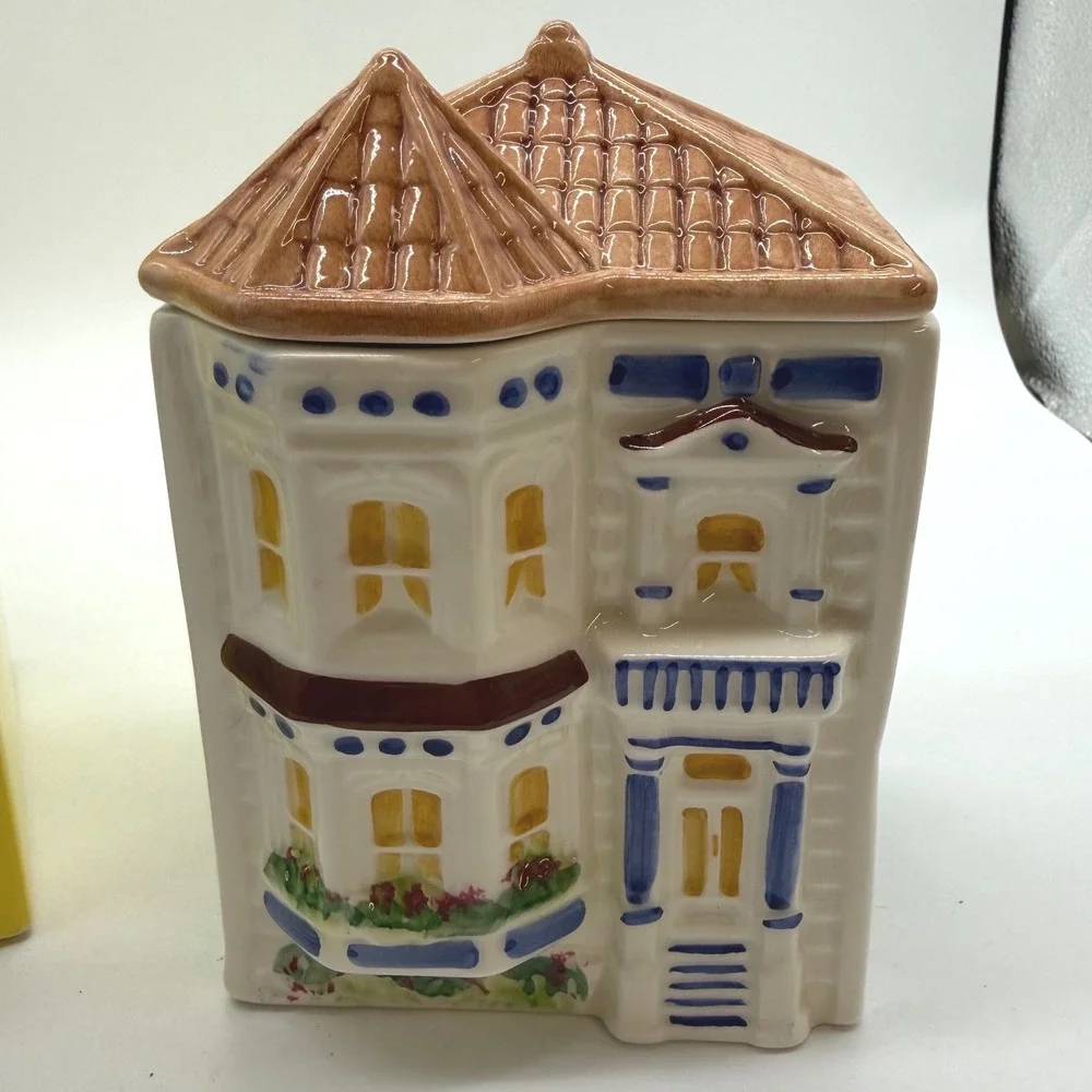 Avon Townhouse Canister Collection Small Ceramic Victorian House Brazil Vintage